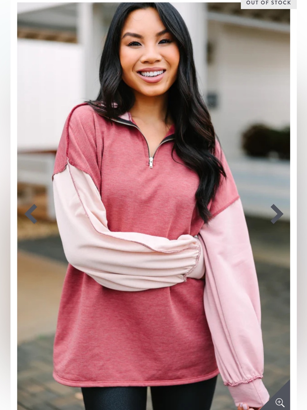 Bibi Really Feeling It Marsala Pink Colorblock Pullover, NWT